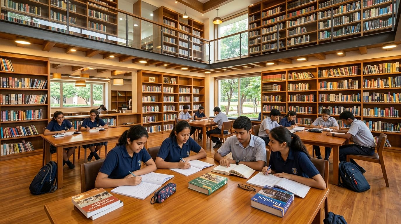 Students reading in library